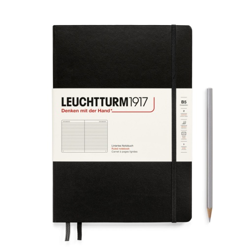 Notebook Soft cover composition (B5), 219 Numbered pages, Ruled, Black