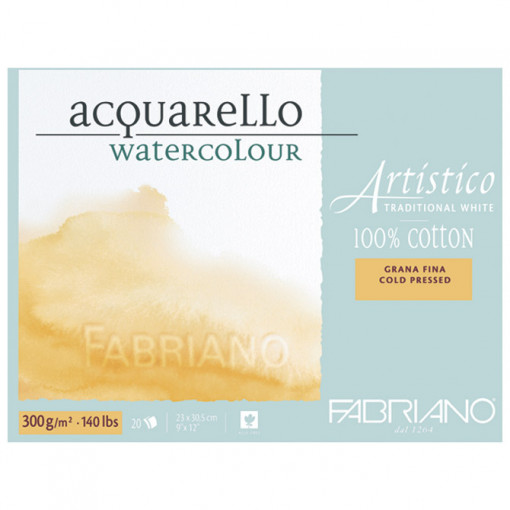 Blok Watercolour Artistico traditional white 23x30,5cm 20L 300g (cold pressed/grana fina) Fabriano 30012330