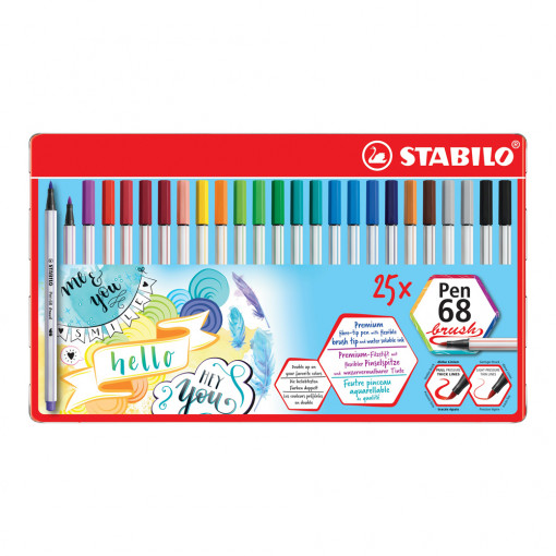 Četkica flomasteri STABILO Pen 68 brush metalni set 1/25