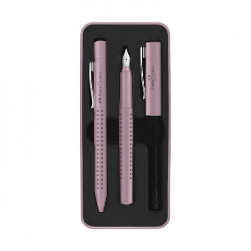 Faber Castell set GRIP Hemijska olovka+Naliv pero M ROSE SHADOWS