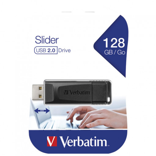 Memorija USB 128Gb Drive Slider Verbatim 49328 crna blister