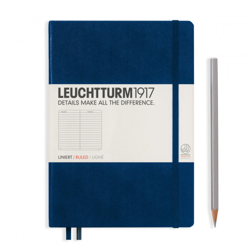 Notebook Medium (A5) Hardcover, 249 Numbered Pages, Ruled, Navy