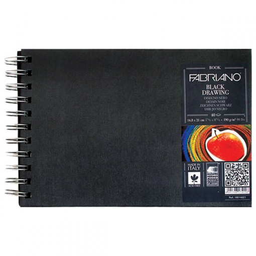 Blok black drawing book spirala 14,8x21cm 40L 190g (murillo nero) Fabriano 19014821