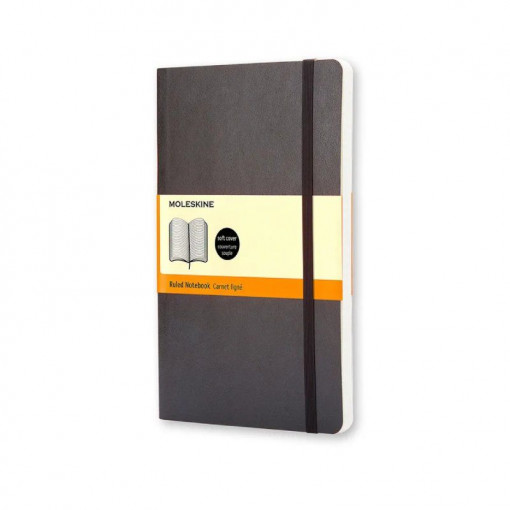 Moleskine Notebook LG Ruled/Plain BLACK SOFT, 192 strane