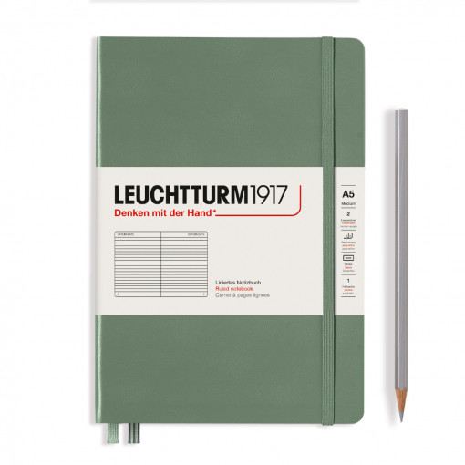 Notebook Hardcover Medium (A5), 251 pages, Ruled, Olive