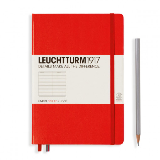 Notebook Medium (A5) Hardcover, Linije, crveni