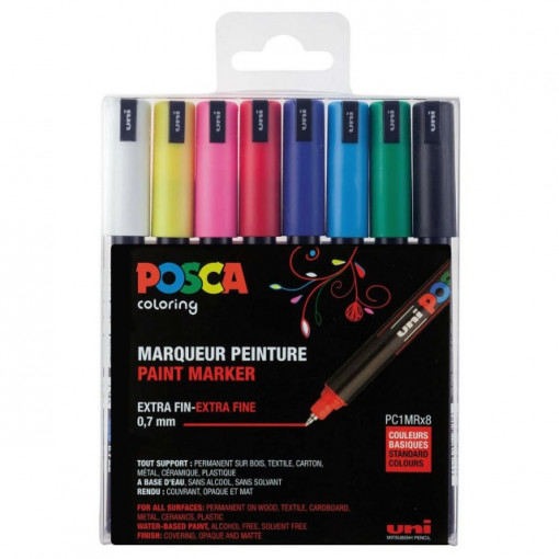 UNI set PC-1MR Posca/0.7mm 1/8 OSNOVNE BOJE