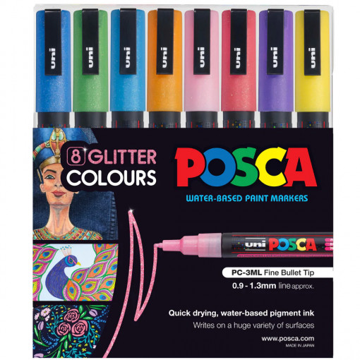 UNI set PC-3ML Posca/0.9-1.3mm 1/8 GLITTER