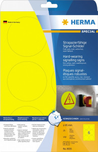 Etikete SIGNAL vodootporne, O85 A4 1/25 žuta