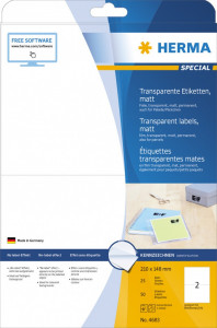 Etikete 210x148 A4/2 1/25 transparent