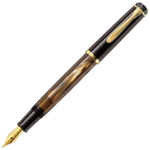 Nalivpero Classic M200 (M)+kožna bela futrola+poklon kutija G30 Pelikan mermerno braon-crna