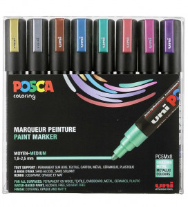 UNI set PC-5M Posca/1.8-2.5mm 1/8 METALIK BOJE