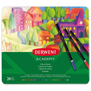 Boje drvene 24boje u metalnoj kutiji Academy Derwent