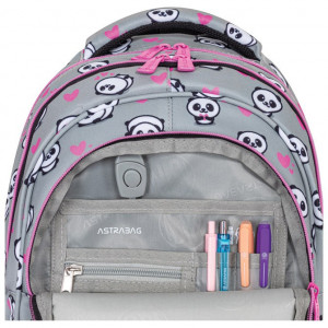 Ranac đački anatomski 3zipa AB330 Panda 24.Astrabag sivi