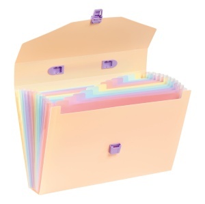 Expanding fascikla sa 12 pregrada, sa ručkom i kopčanjem Rainbow Pastel sortirano Vique