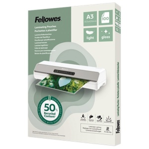 Folija za plastificiranje 80my A3 sjajna 50% reciklirani materijal pk100 Fellowes