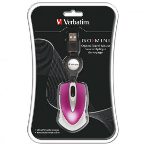 Miš usb 3tipke optički Mini travel Verbatim 49021 roze blister