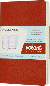 Moleskine Volant Journals Large Ruled Coral Orange/Aqua Blue