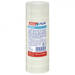 Traka lepljiva 15mm/33m pk10 Basic Tesa 58568 providna