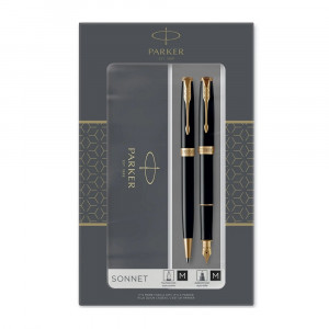 Parker poklon SET Sonet Black GT – Hemijska olovka + Nalivpero