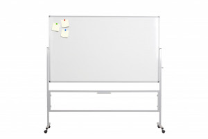 Bela magnetna tabla dvostrana 90x120, na stalku sa točkićima