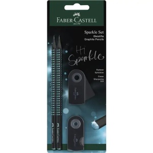 Dve Sparkle grafitne olovke sa rezačem i gumicom Faber-Castell Black ocean