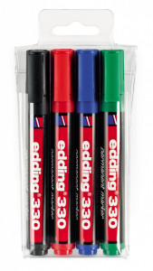 Marker permanent E-330 1-5mm, kosi vrh, set 1/4