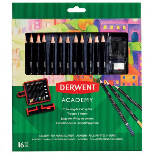 Set u platnenoj pernici Boje drvene 12boja+pribor Academy Derwent