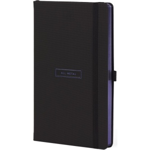 Notes 13x21cm linije 192strane s gumicom All Metal Blue FSC Castelli