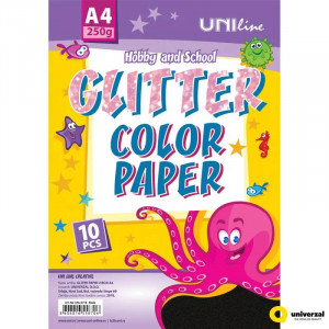 DEKORATIVNI KARTON GLITER BLACK 250g A4 10/1