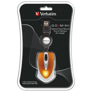Miš usb 3tipke optički Mini travel Verbatim 49023 narandžasti blister