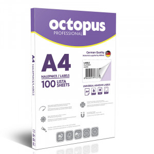 Nalepnice a4 octopus 64.65x33.8 100/1 24 nalepnice unl-0203