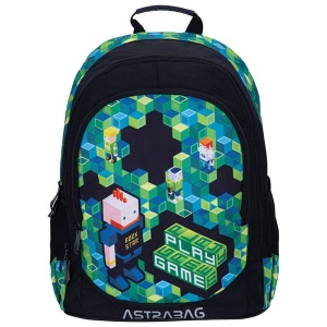 Ranac đački anatomski 3zipa 1džep AB340 Game 24.Astrabag crno-zeleni
