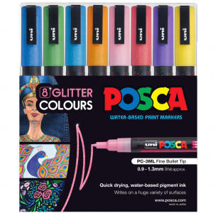 UNI set PC-3ML Posca/0.9-1.3mm 1/8 GLITTER