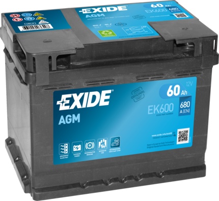 Akumulator 60Ah 680A EK600 Exide AGM