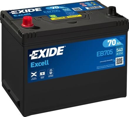 Akumulator 70Ah 540A EB705 Exide Excell