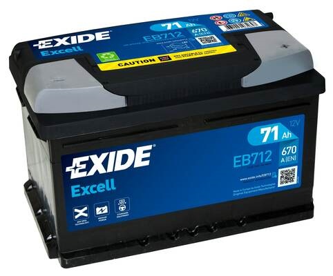 Akumulator 71Ah 670A EB712 Exide Excell
