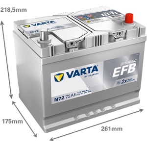 Akumulator 72Ah 760A N72 VARTA DYNAMIC EFB