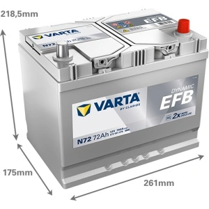 Akumulator 72Ah 760A N72 VARTA DYNAMIC EFB