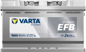 Akumulator 80Ah 800A N80 VARTA DYNAMIC EFB - Img 2