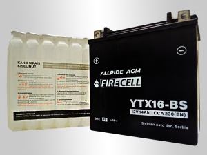 Akumualtor YTX16-BS 14Ah 230A Firecell AllRide AGM - Img 2