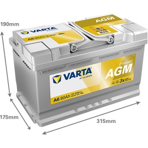 Akumulator 80Ah 800A A6 VARTA DYNAMIC AGM