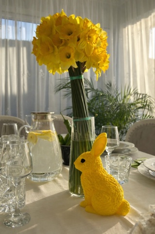 Iepuraș decorativ floral de Paște - Galben - Img 3