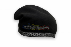 Caciula dacica neagra cu broderie tricolor