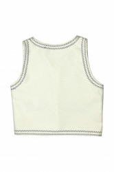 Vesta crem din lana cu broderie si buzunare - Img 2