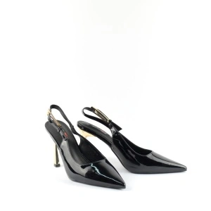 Crna sandaleta sa šnalom na srednju štiklu 30789 - Img 4