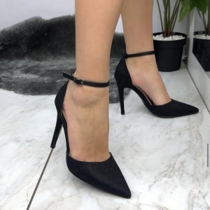 Crna sandaleta sa šljokicama na višu štiklu 30963