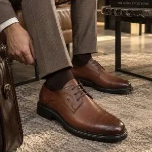 Antik kožne elegantne muške cipele sa kockice napred 5979