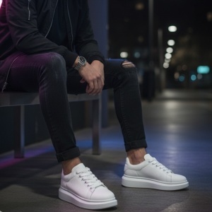 Bela muška patika sa belim pertlama i belim djonom 5880 - Img 2