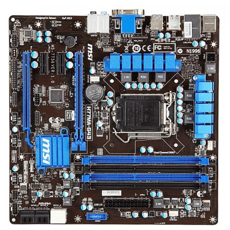 Placa de baza MSI H77MA-G43, Socket LGA1155, 4xDDR3 32GB Max, USB 3.0, SATA III, video DVI, VGA, 2xPCI-Express x16 - Img 1